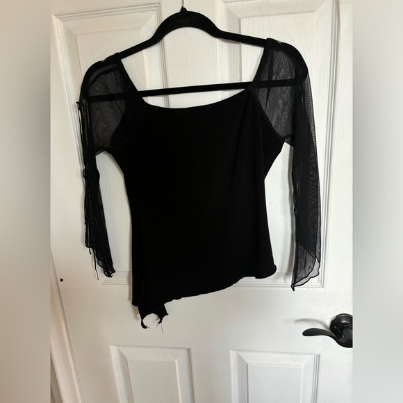 Y2K  Sirens asymmetrical sheer long sleeved top size small - Picture 3 of 6